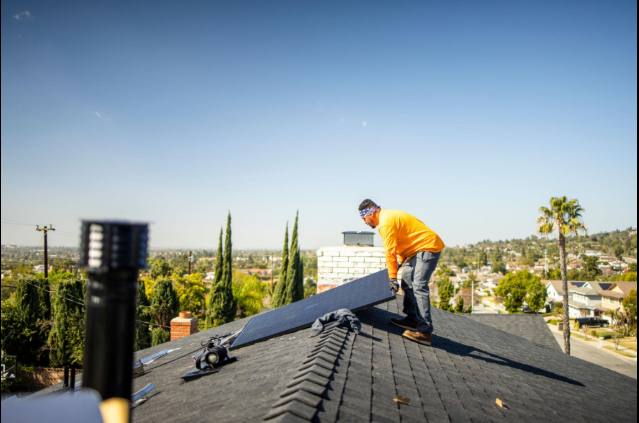 residential solar panels installed on rooftop in Los Angeles