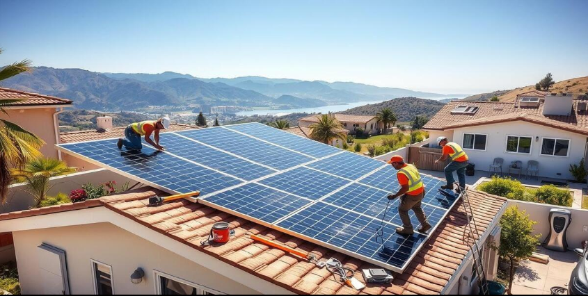 California home with rooftop solar panels